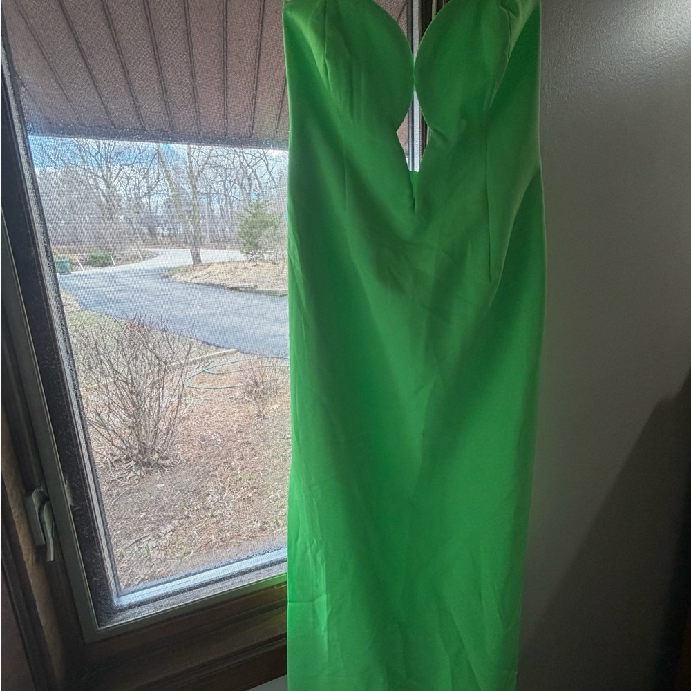 Bardot Neon Green Strapless Sweetheart Dress - Picture 3 of 4